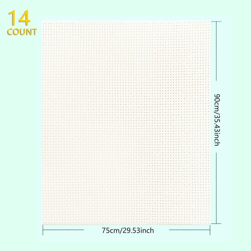 Zhenqing 14CT Aida Cloth - 30x35 Inch Cross Stitch Fabric for Embroidery, Pre-Cut Needlework Material, Acid-Free, Durable Weave(Beige) - Image 2